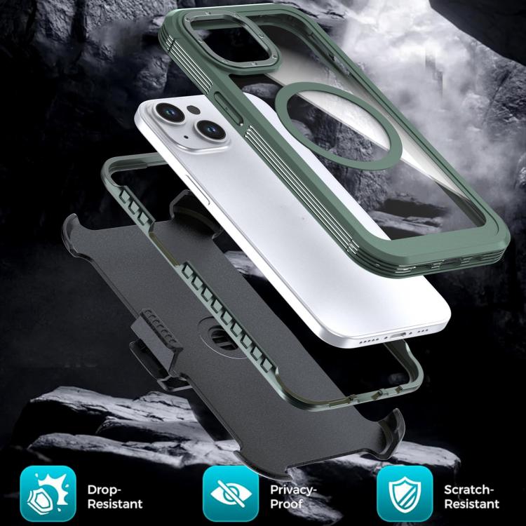 For iPhone 14 / 13 Acrylic Full Coverage Magnetic Phone Case with Back Clip