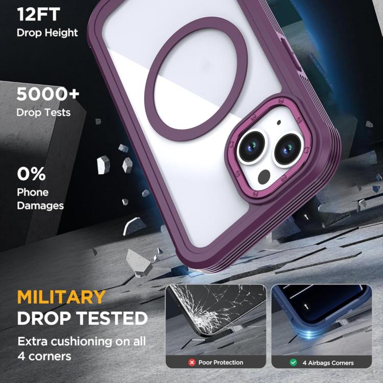 For iPhone 14 / 13 Acrylic Full Coverage Magnetic Phone Case with Back Clip