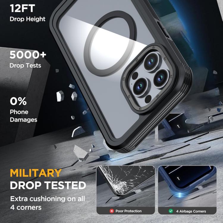 For iPhone 14 Pro Acrylic Full Coverage Magnetic Phone Case with Back Clip