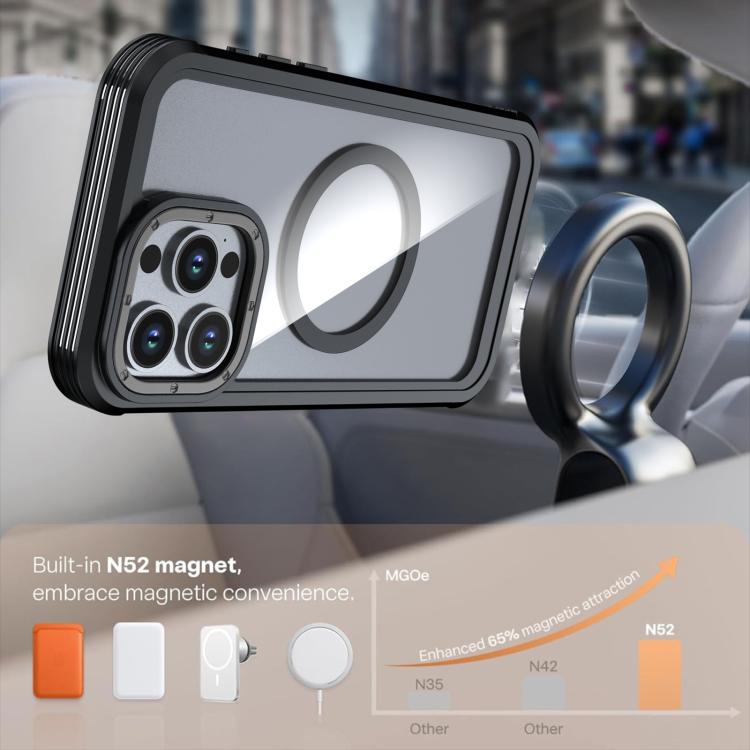 For iPhone 14 Pro Acrylic Full Coverage Magnetic Phone Case with Back Clip