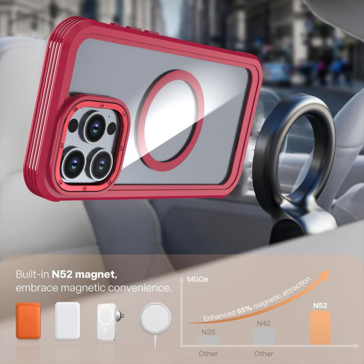 For iPhone 14 Pro Acrylic Full Coverage Magnetic Phone Case with Back Clip