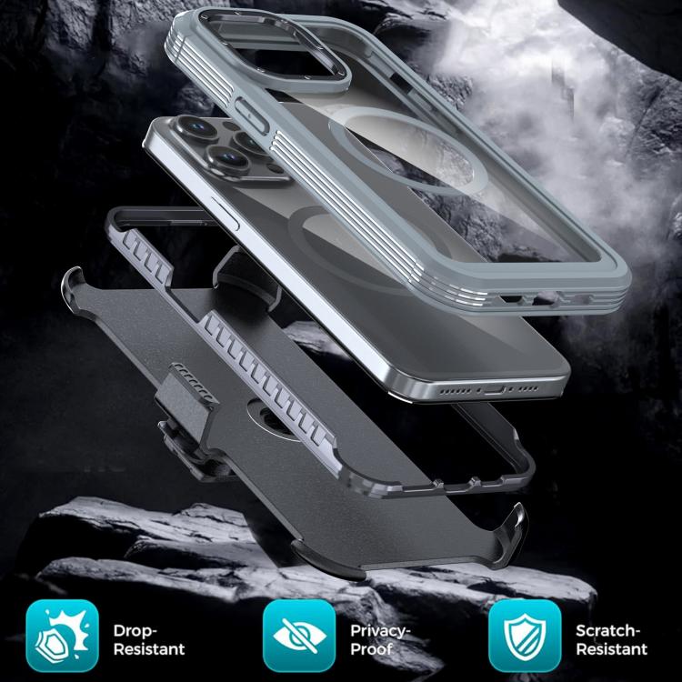 For iPhone 14 Pro Acrylic Full Coverage Magnetic Phone Case with Back Clip