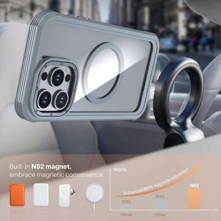 For iPhone 14 Pro Acrylic Full Coverage Magnetic Phone Case with Back Clip