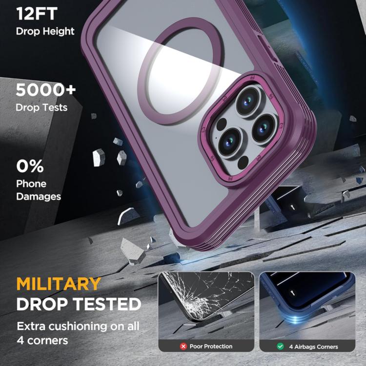 For iPhone 14 Pro Acrylic Full Coverage Magnetic Phone Case with Back Clip