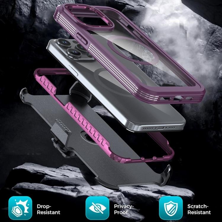 For iPhone 14 Pro Acrylic Full Coverage Magnetic Phone Case with Back Clip