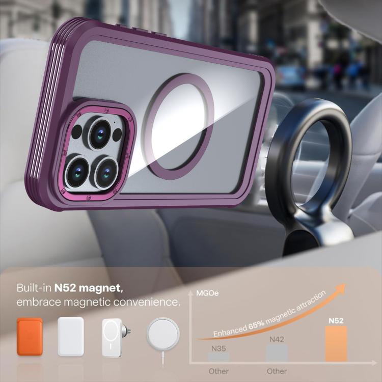 For iPhone 14 Pro Acrylic Full Coverage Magnetic Phone Case with Back Clip
