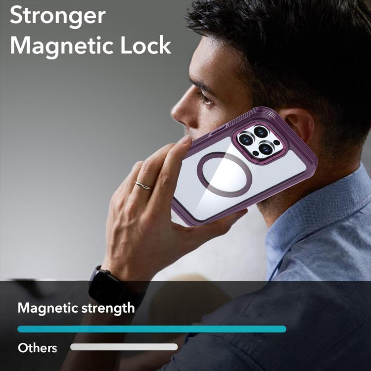 For iPhone 14 Pro Acrylic Full Coverage Magnetic Phone Case with Back Clip