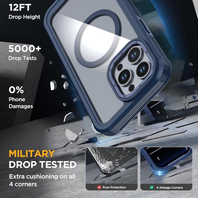 For iPhone 14 Pro Max Acrylic Full Coverage Magnetic Phone Case with Back Clip