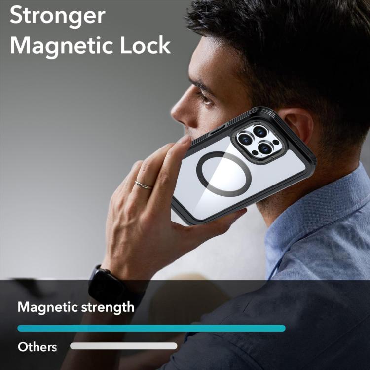 For iPhone 13 Pro Max Acrylic Full Coverage Magnetic Phone Case with Back Clip