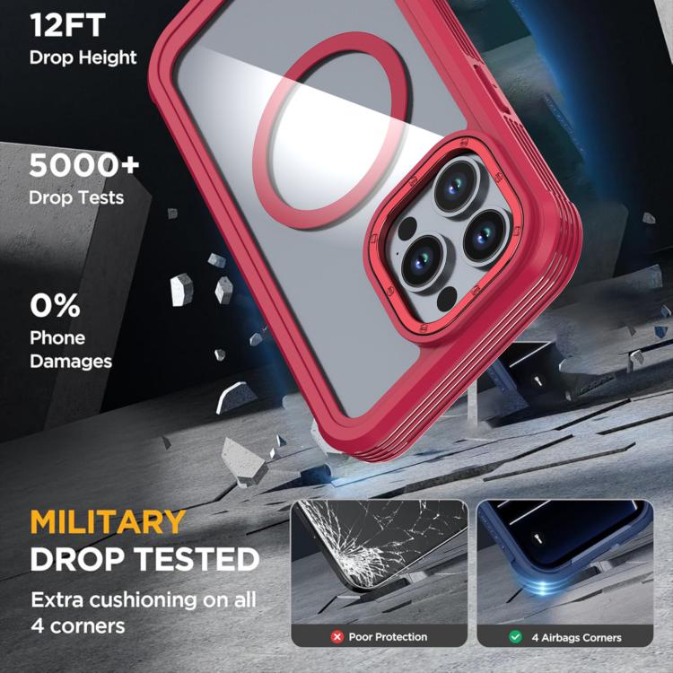 For iPhone 13 Pro Max Acrylic Full Coverage Magnetic Phone Case with Back Clip