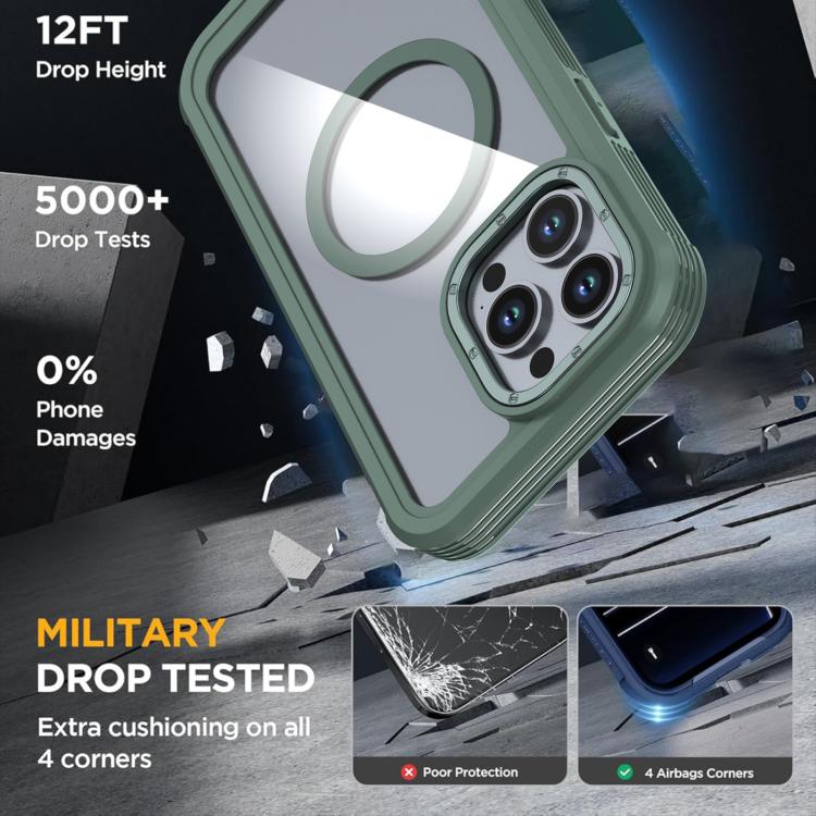 For iPhone 13 Pro Max Acrylic Full Coverage Magnetic Phone Case with Back Clip