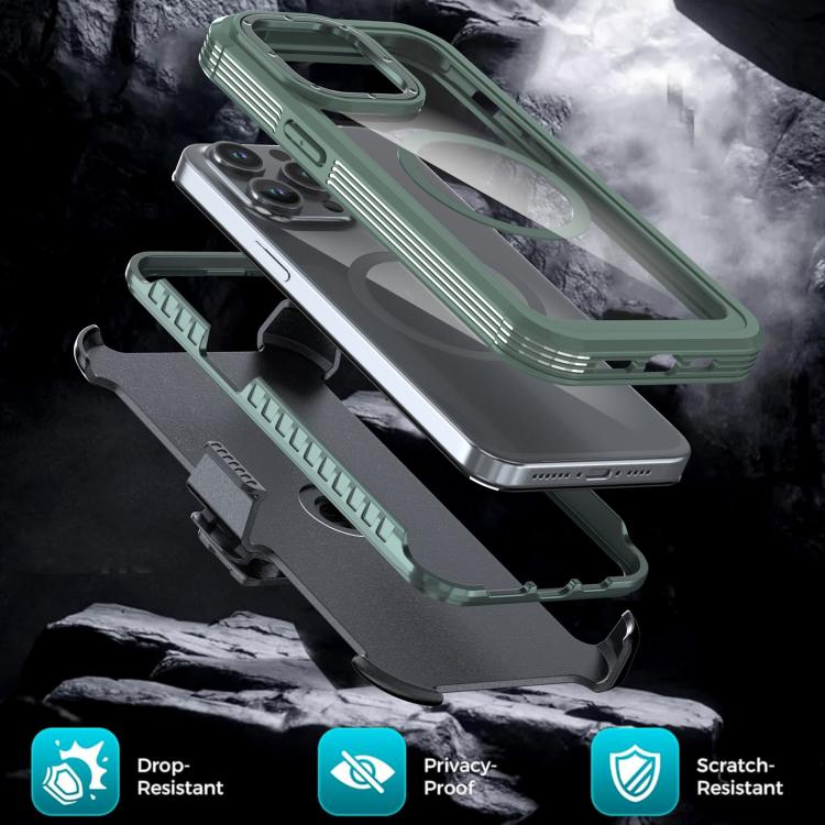 For iPhone 13 Pro Max Acrylic Full Coverage Magnetic Phone Case with Back Clip