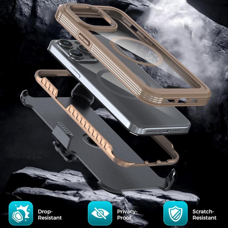 For iPhone 13 Pro Max Acrylic Full Coverage Magnetic Phone Case with Back Clip