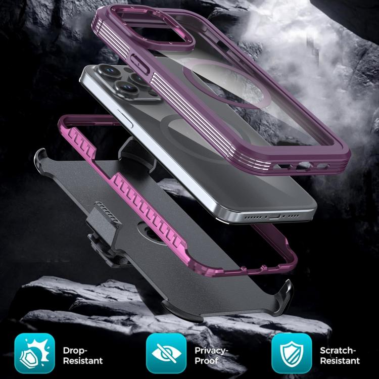 For iPhone 13 Pro Max Acrylic Full Coverage Magnetic Phone Case with Back Clip