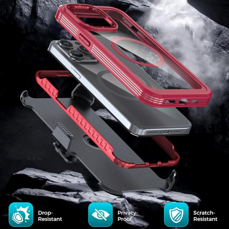 For iPhone 13 Pro Acrylic Full Coverage Magnetic Phone Case with Back Clip