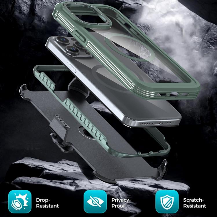 For iPhone 13 Pro Acrylic Full Coverage Magnetic Phone Case with Back Clip