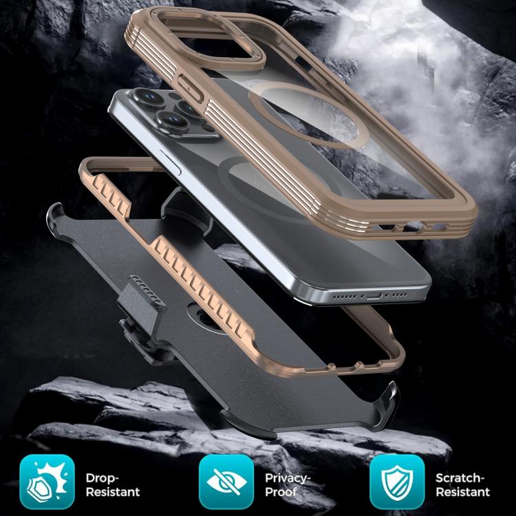 For iPhone 13 Pro Acrylic Full Coverage Magnetic Phone Case with Back Clip