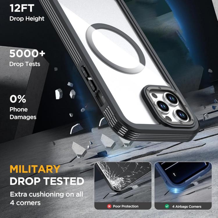 For iPhone 12 / 12 Pro Acrylic Full Coverage Magnetic Phone Case with Back Clip