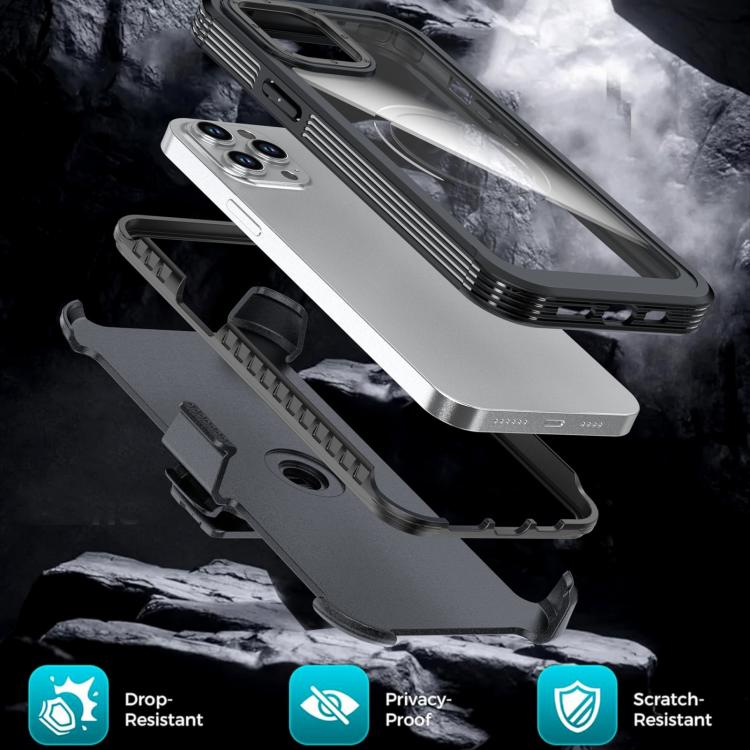 For iPhone 12 / 12 Pro Acrylic Full Coverage Magnetic Phone Case with Back Clip