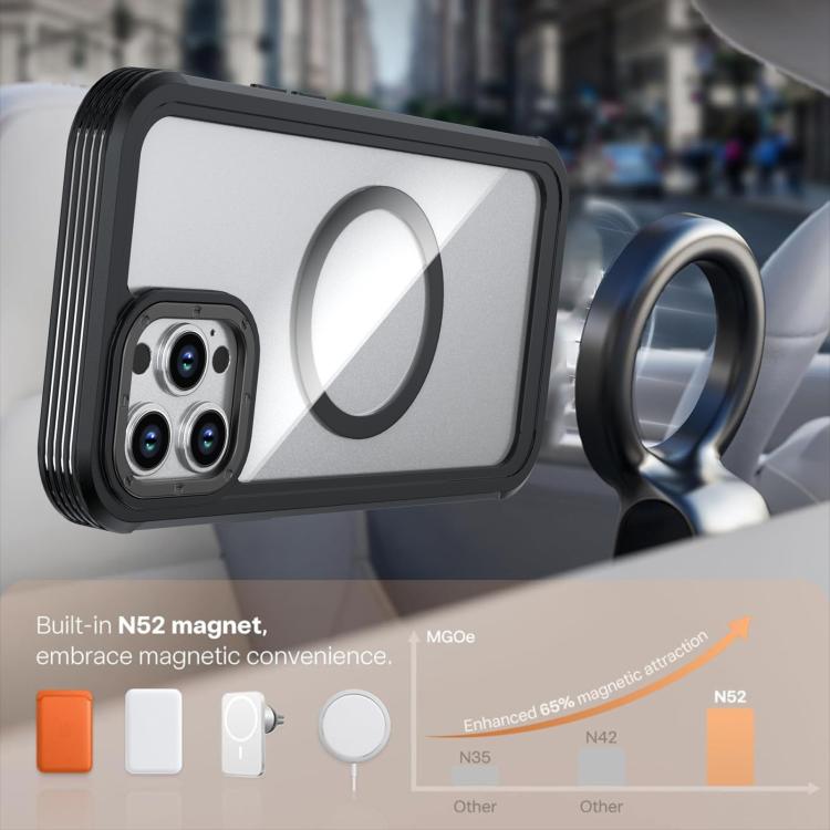 For iPhone 12 / 12 Pro Acrylic Full Coverage Magnetic Phone Case with Back Clip