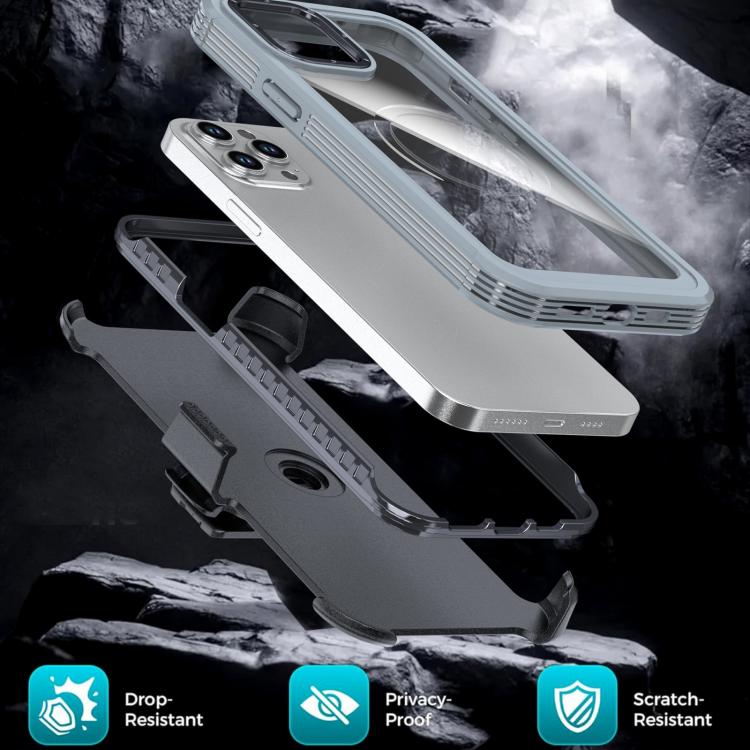 For iPhone 12 / 12 Pro Acrylic Full Coverage Magnetic Phone Case with Back Clip