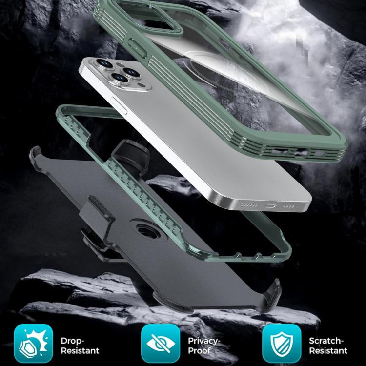 For iPhone 12 / 12 Pro Acrylic Full Coverage Magnetic Phone Case with Back Clip