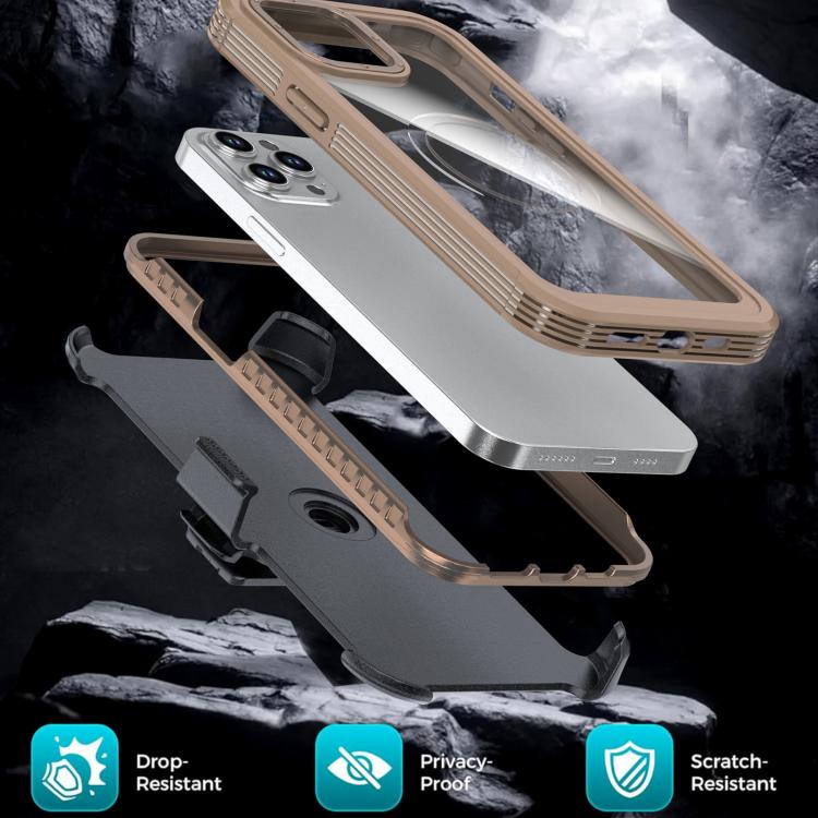 For iPhone 12 / 12 Pro Acrylic Full Coverage Magnetic Phone Case with Back Clip
