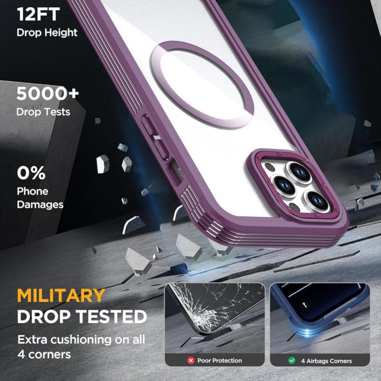 For iPhone 12 / 12 Pro Acrylic Full Coverage Magnetic Phone Case with Back Clip