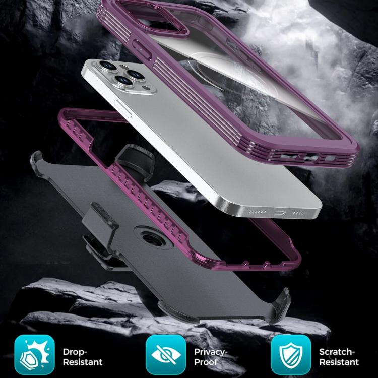 For iPhone 12 / 12 Pro Acrylic Full Coverage Magnetic Phone Case with Back Clip