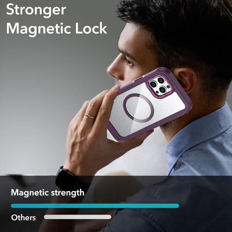 For iPhone 12 / 12 Pro Acrylic Full Coverage Magnetic Phone Case with Back Clip