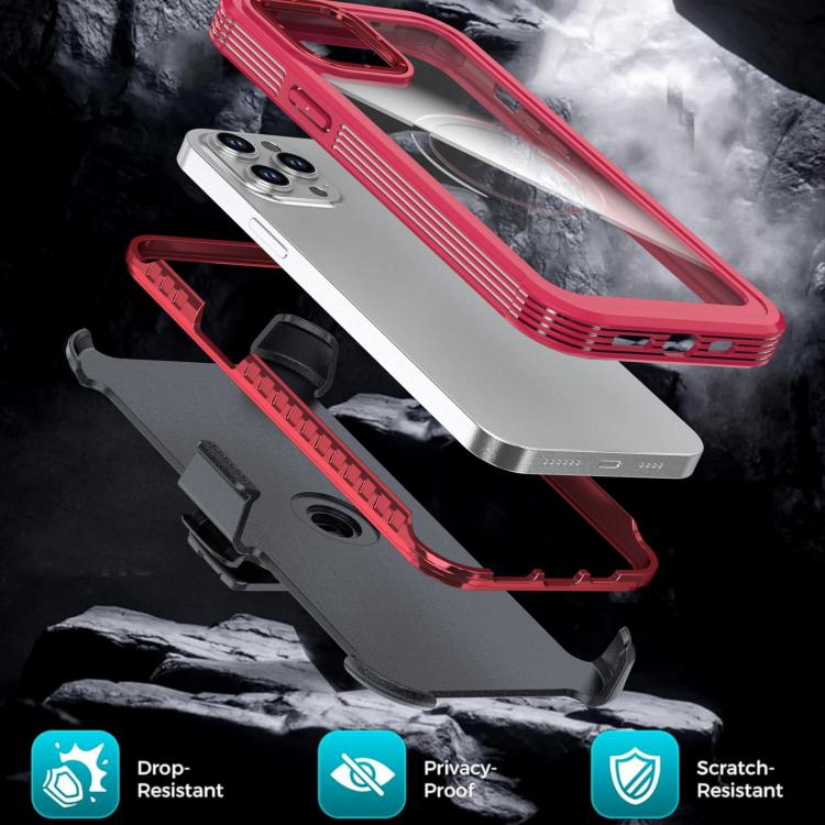 For iPhone 12 Pro Max Acrylic Full Coverage Magnetic Phone Case with Back Clip