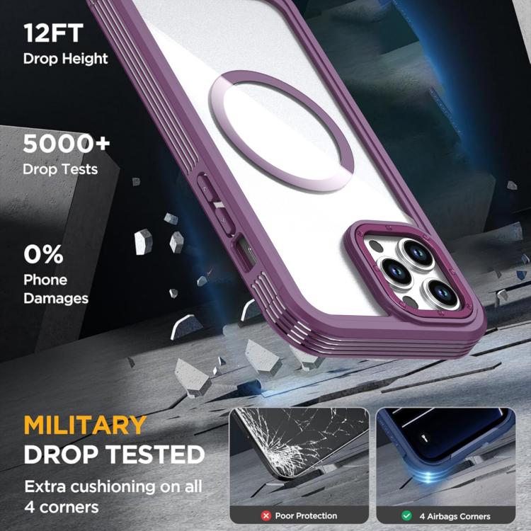 For iPhone 12 Pro Max Acrylic Full Coverage Magnetic Phone Case with Back Clip