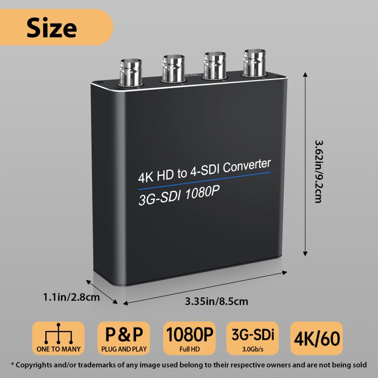NK-814 4K HDMI Input to 4-SDI Output Converter - Black