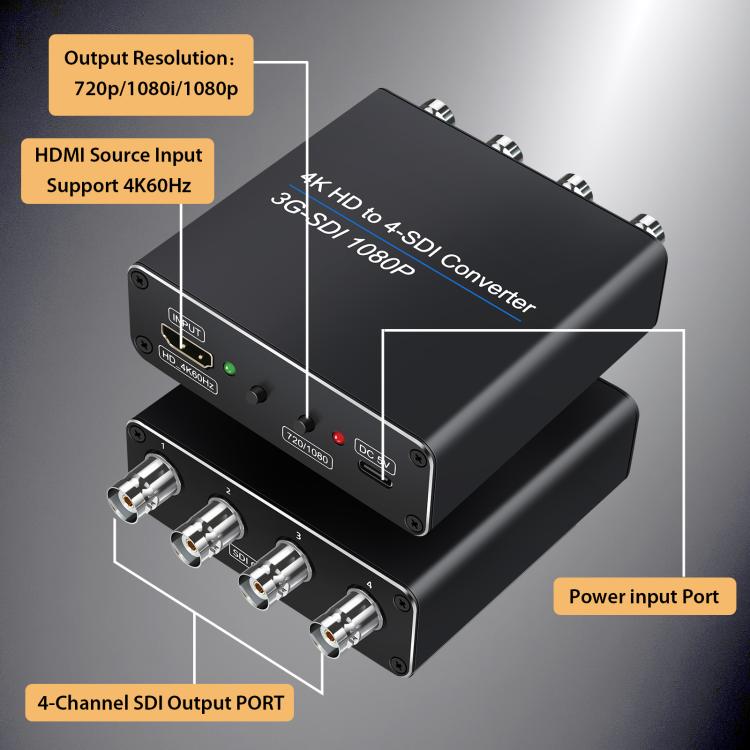 NK-814 4K HDMI Input to 4-SDI Output Converter - Black