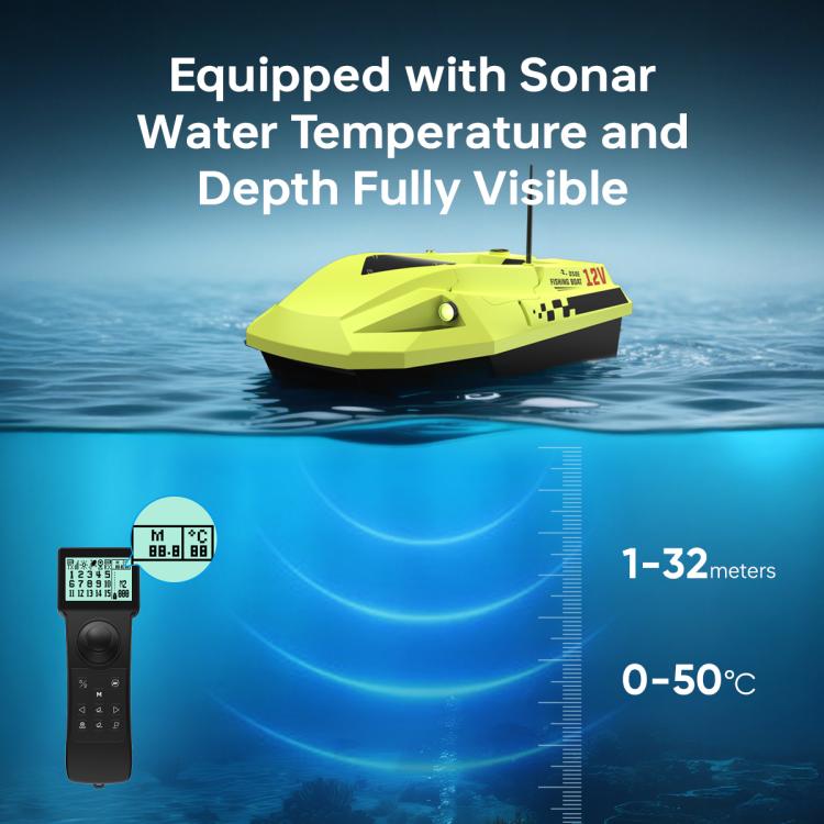 D50E GPS High Speed Smart Remote Control Fishing Bait Boat with Sonar Sensor, Plug:UK Plug