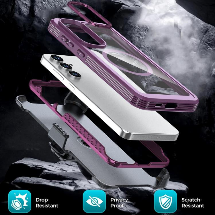 For Samsung Galaxy A16 5G / 4G Acrylic Full Coverage Magnetic Phone Case with Back Clip