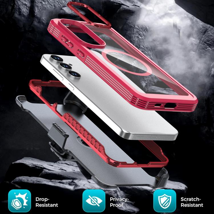 For Samsung Galaxy A15 5G / 4G Acrylic Full Coverage Magnetic Phone Case with Back Clip