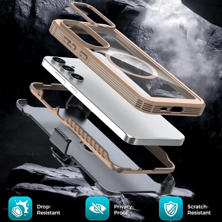For Samsung Galaxy A15 5G / 4G Acrylic Full Coverage Magnetic Phone Case with Back Clip