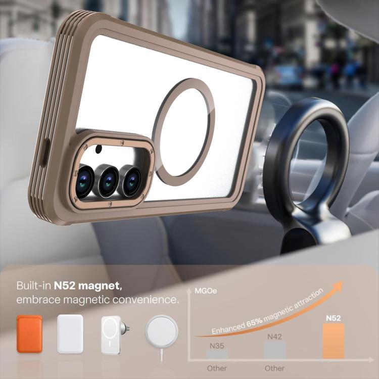 For Samsung Galaxy A15 5G / 4G Acrylic Full Coverage Magnetic Phone Case with Back Clip