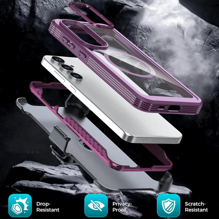 For Samsung Galaxy A15 5G / 4G Acrylic Full Coverage Magnetic Phone Case with Back Clip