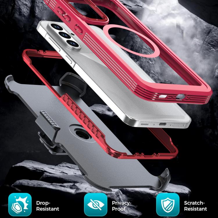 For Samsung Galaxy A56 5G Acrylic Full Coverage Magnetic Phone Case with Back Clip
