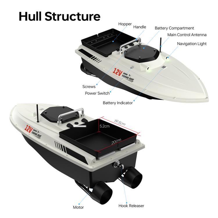D80E GPS High Power Smart Remote Control Fishing Bait Boat with Sonar Sensor, Plug:EU Plug