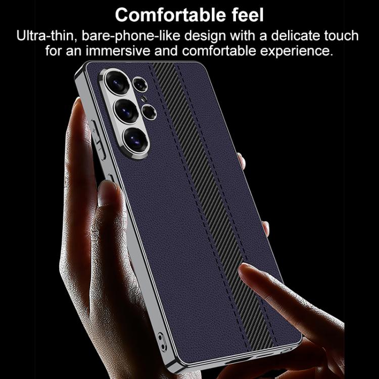 For Samsung Galaxy S26 Ultra 5G GKK Electroplated Vegan Leather Color Block Phone Case