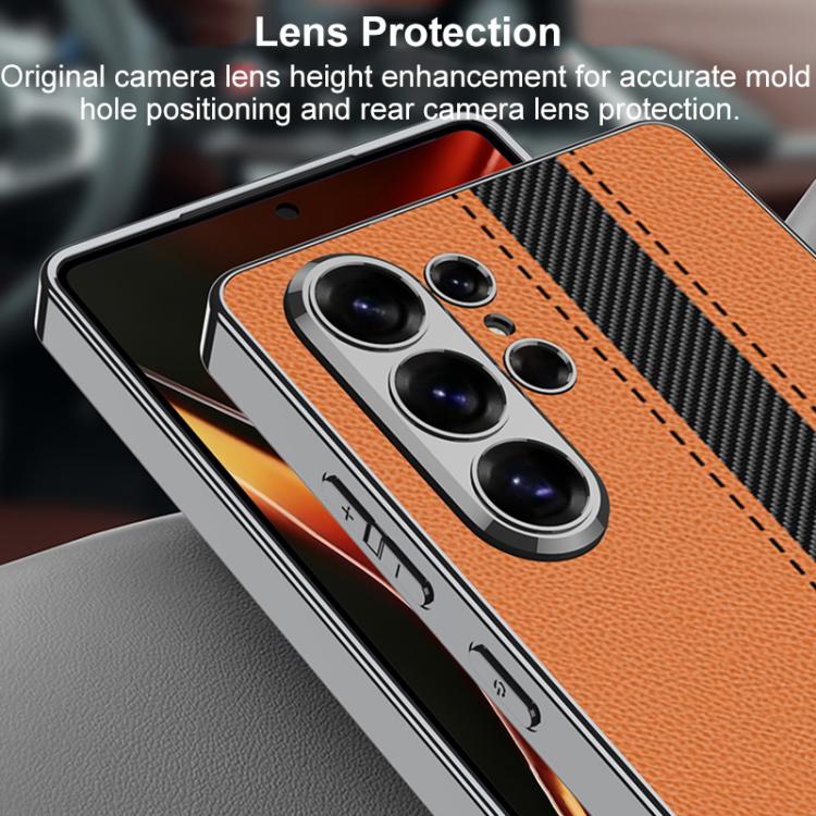 For Samsung Galaxy S26 Ultra 5G GKK Electroplated Vegan Leather Color Block Phone Case