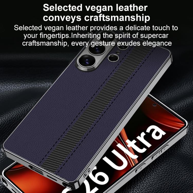 For Samsung Galaxy S26 Ultra 5G GKK Electroplated Vegan Leather Color Block Phone Case