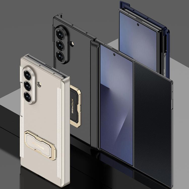 For Samsung Galaxy Z TriFold GKK Double Magnetic Hinge Folding Full Coverage Phone Case with Supercar Wristband Rotating Holder
