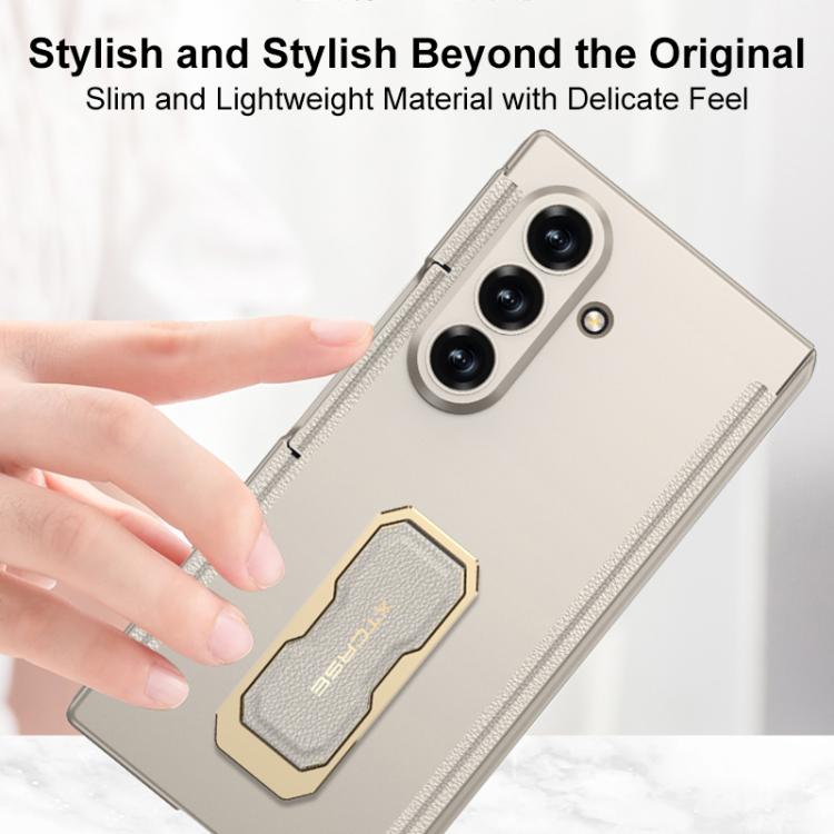 For Samsung Galaxy Z TriFold GKK Double Magnetic Hinge Folding Full Coverage Phone Case with Supercar Wristband Rotating Holder