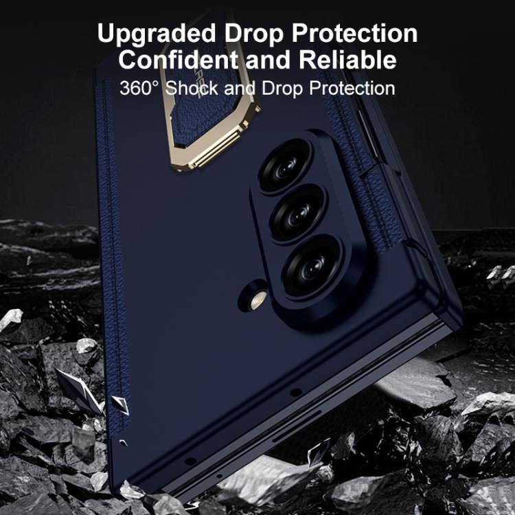 For Samsung Galaxy Z TriFold GKK Double Magnetic Hinge Folding Full Coverage Phone Case with Supercar Wristband Rotating Holder