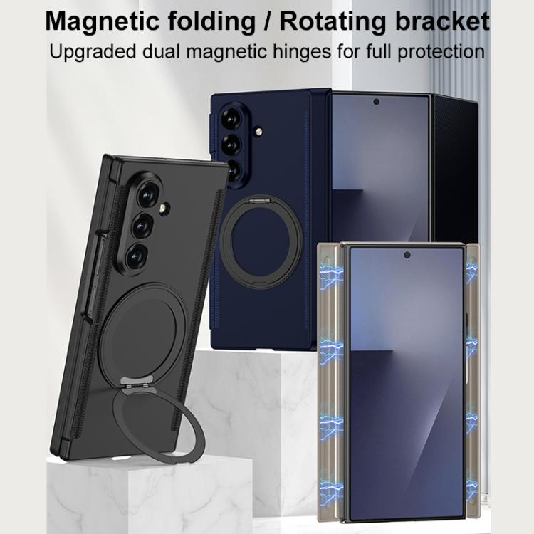 For Samsung Galaxy Z TriFold GKK Double Magnetic Hinge Folding Full Coverage Phone Case with Magnetic Rotating Holder