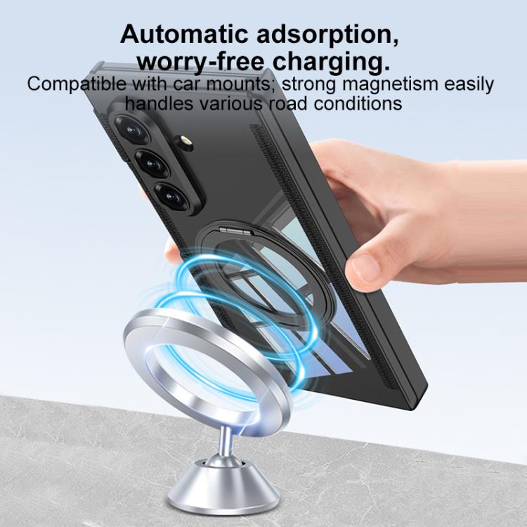 For Samsung Galaxy Z TriFold GKK Double Magnetic Hinge Folding Full Coverage Phone Case with Magnetic Rotating Holder